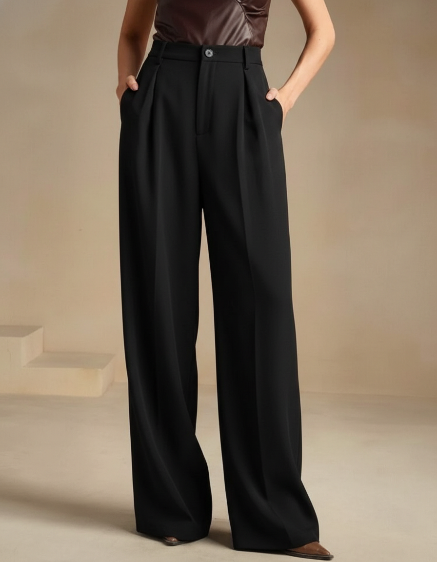 Yüksek Bel Bol Kesim Wide Leg Palazzo Pantolon