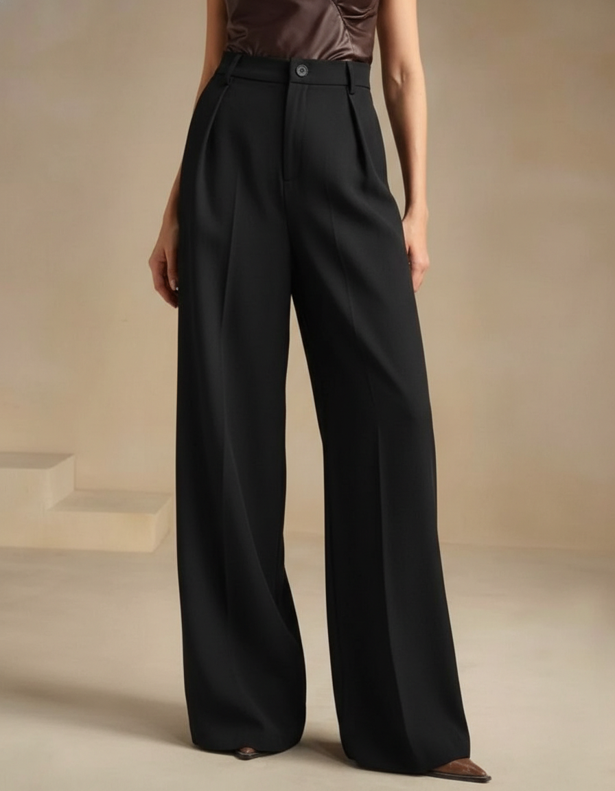 Yüksek Bel Bol Kesim Wide Leg Palazzo Pantolon