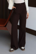Kahve Yüksek Bel Bol Kesim Premium Palazzo Pantolon