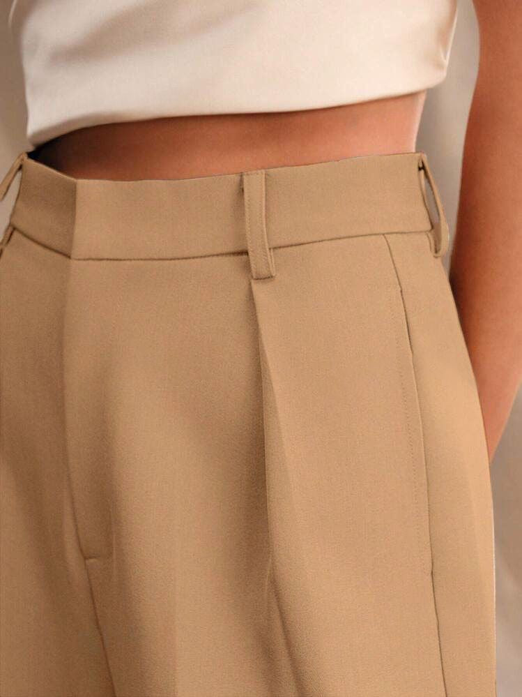 Koyu Bej Yüksek Bel Bol Kesim Wide Leg Palazzo Pantolon
