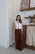 Terracotta %100 Organik Keten Yüksek Bel Pantolon