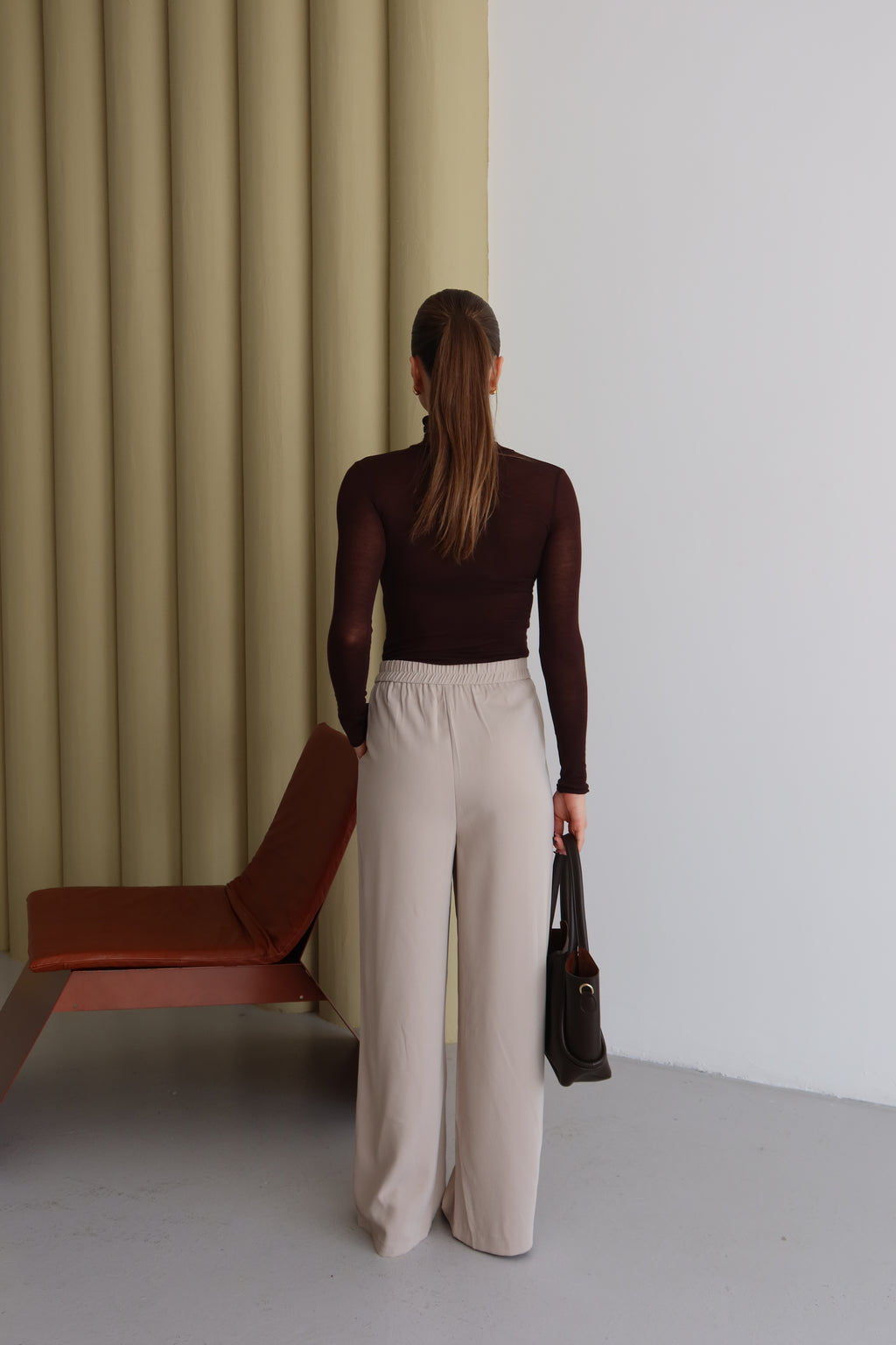 Bej Premium Kumaş Yüksek Bel Palazzo Pantolon