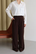 Kahve Premium Kumaş Yüksek Bel Palazzo Pantolon