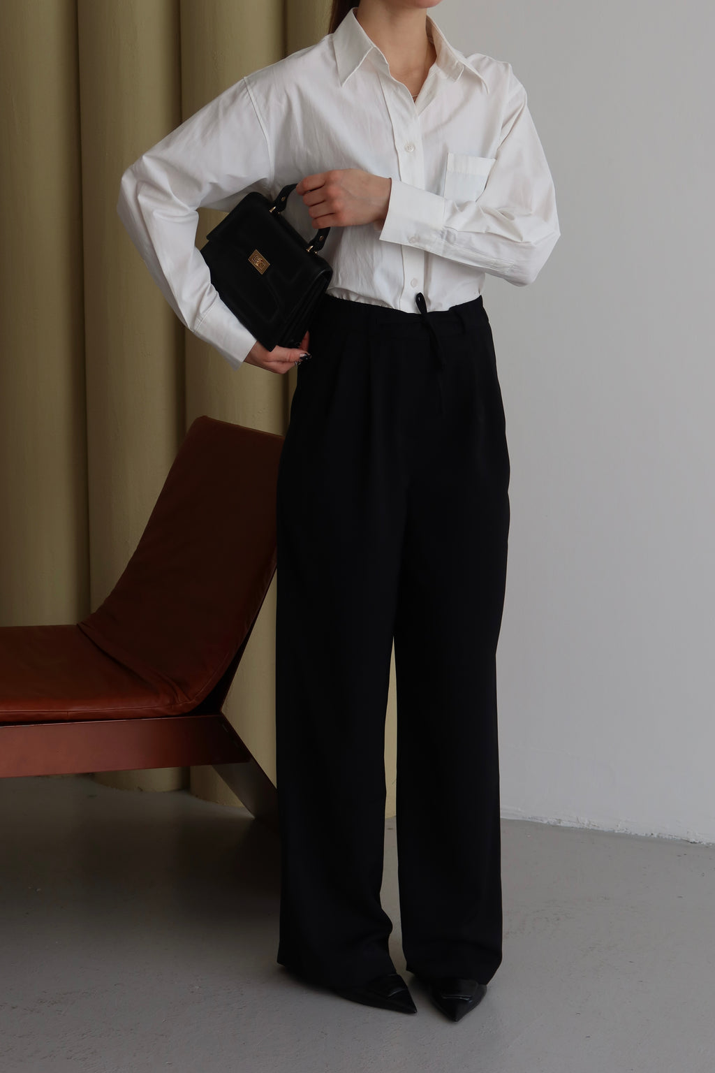 Siyah Premium Kumaş Yüksek Bel Palazzo Pantolon