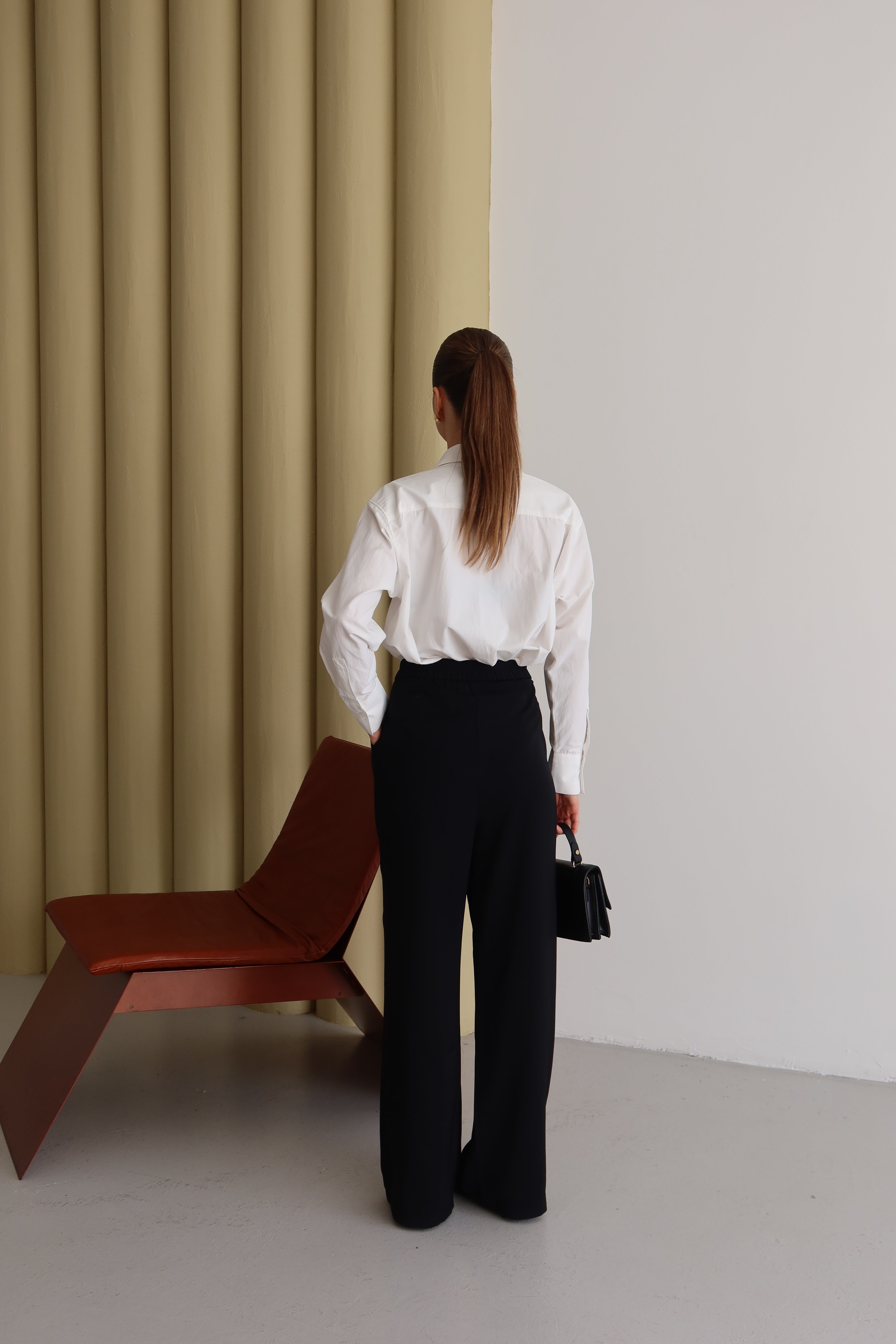 Siyah Premium Kumaş Yüksek Bel Palazzo Pantolon