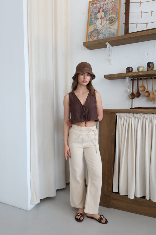 Bej %100 Organik Pamuk Müslin Pantolon