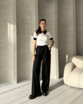 Bohem Siyah Yüksek Bel Bol Kesim Şık Pantolon