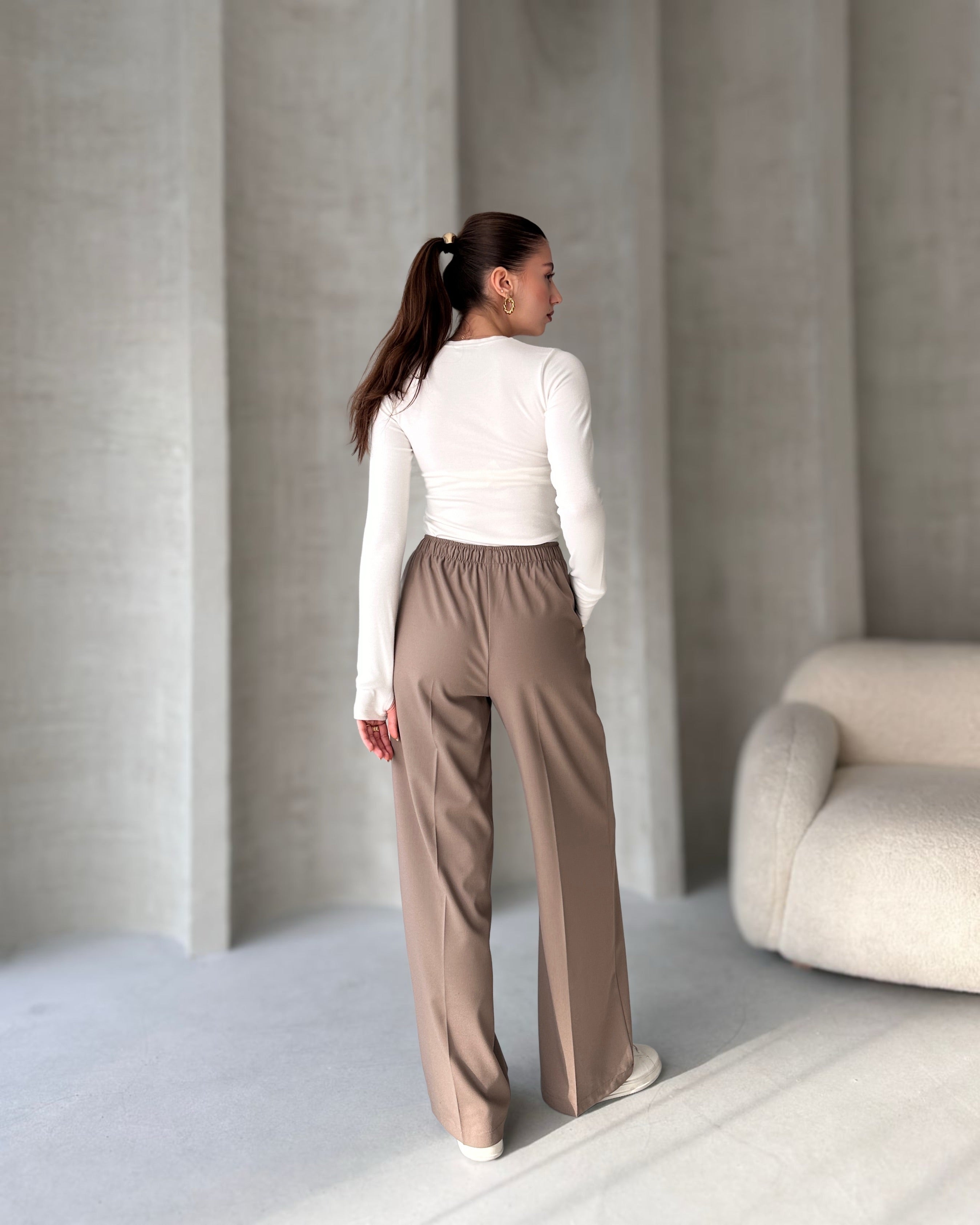 Bohem Vizon Yüksek Bel Bol Kesim Şık Pantolon