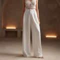 Beyaz Yüksek Bel Bol Kesim Wide Leg Palazzo Pantolon