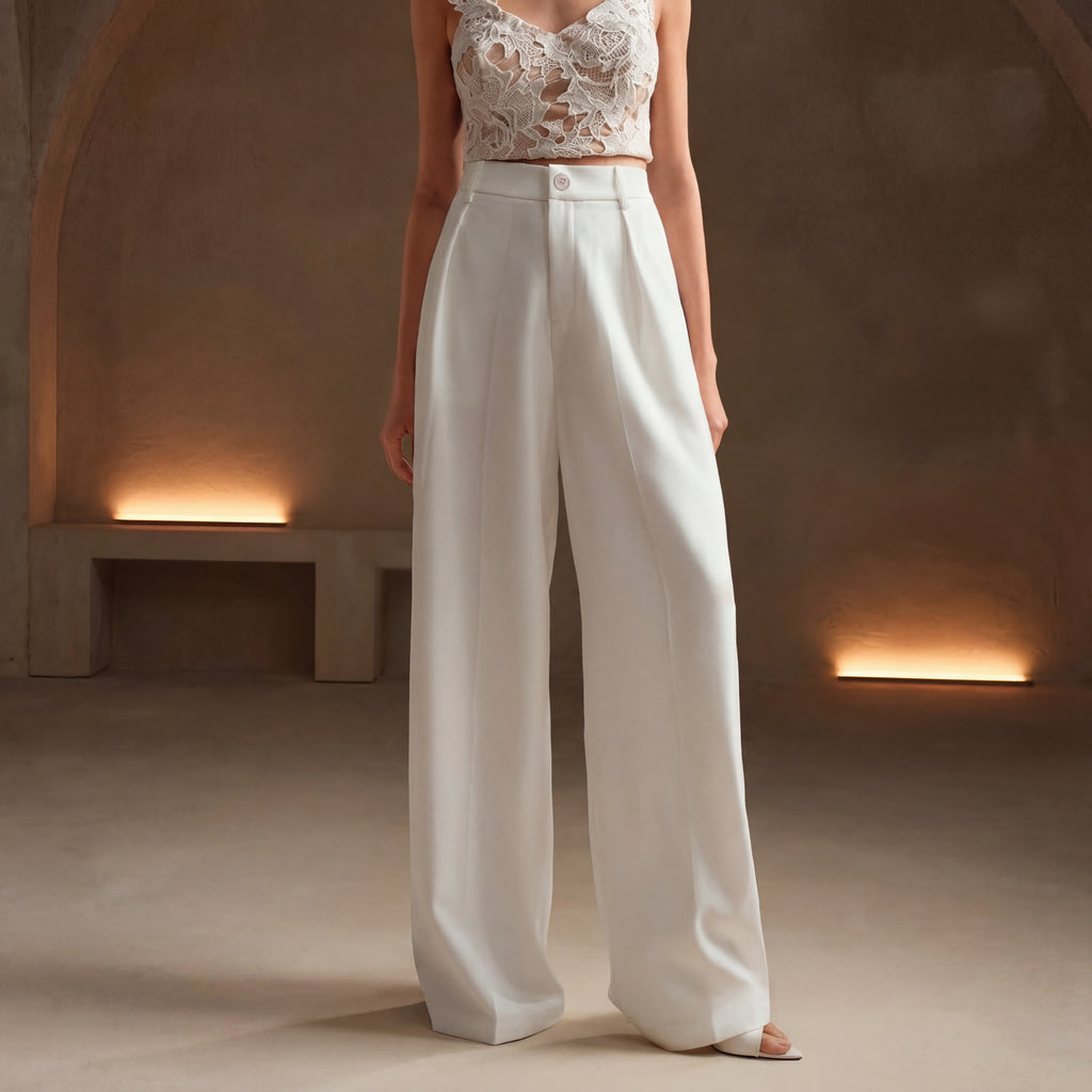 Yüksek Bel Bol Kesim Wide Leg Palazzo Pantolon