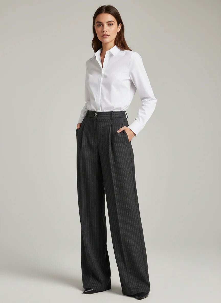 Yüksek Bel Bol Kesim Wide Leg Palazzo Pantolon