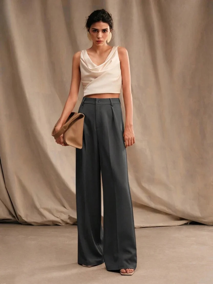 Yüksek Bel Bol Kesim Wide Leg Palazzo Pantolon