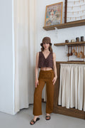 Kahve %100 Organik Pamuk Müslin Pantolon