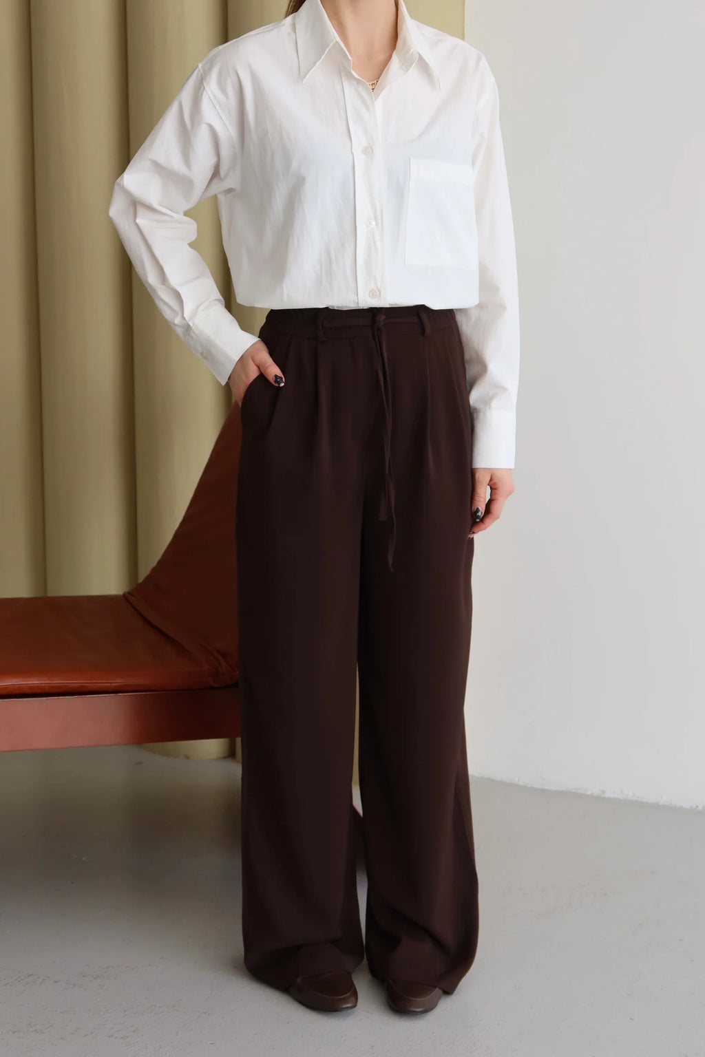 Premium Kumaş Yüksek Bel Palazzo Pantolon