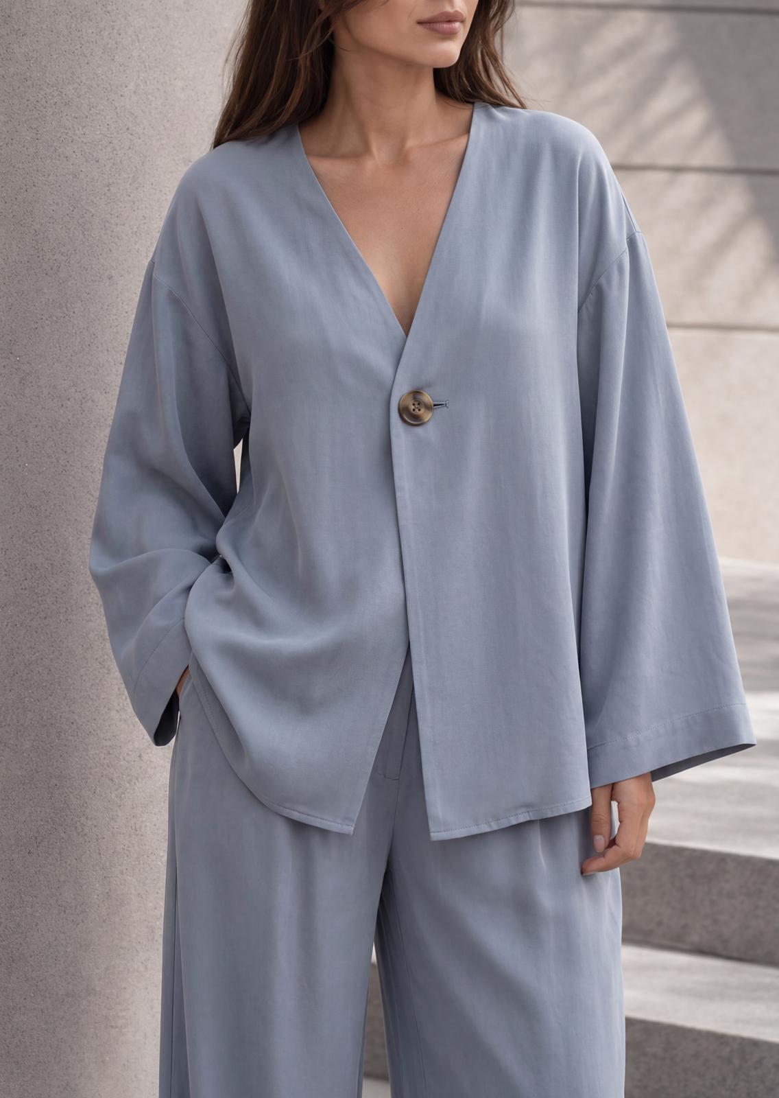 Soft Blue %100 Tencel Organik Pantolon Gömlek Takım