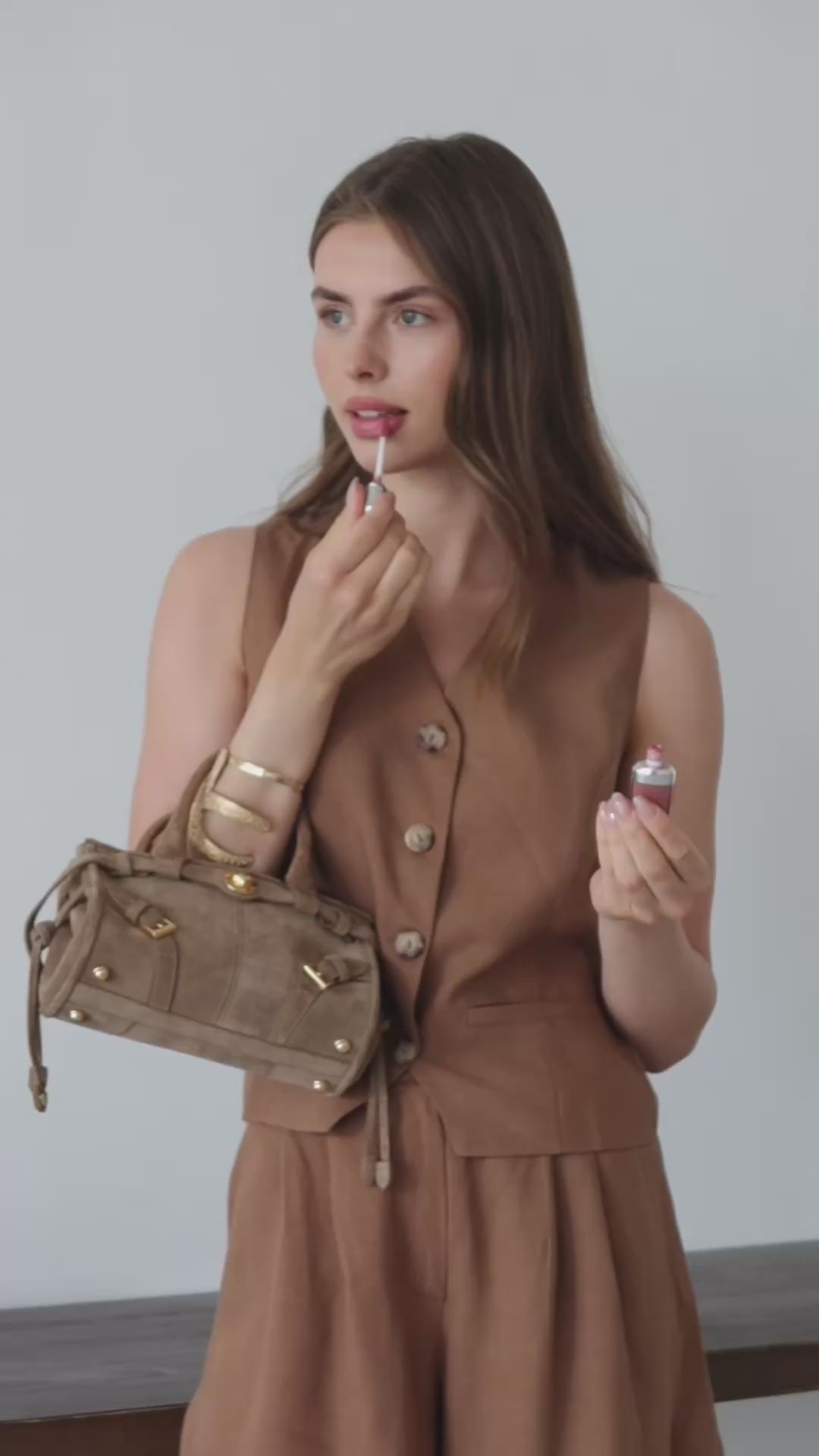 Camel %100 Organik Keten Yelek-Şort Takım