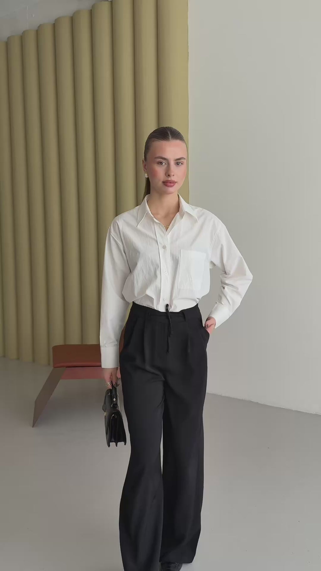 Siyah Premium Kumaş Yüksek Bel Palazzo Pantolon