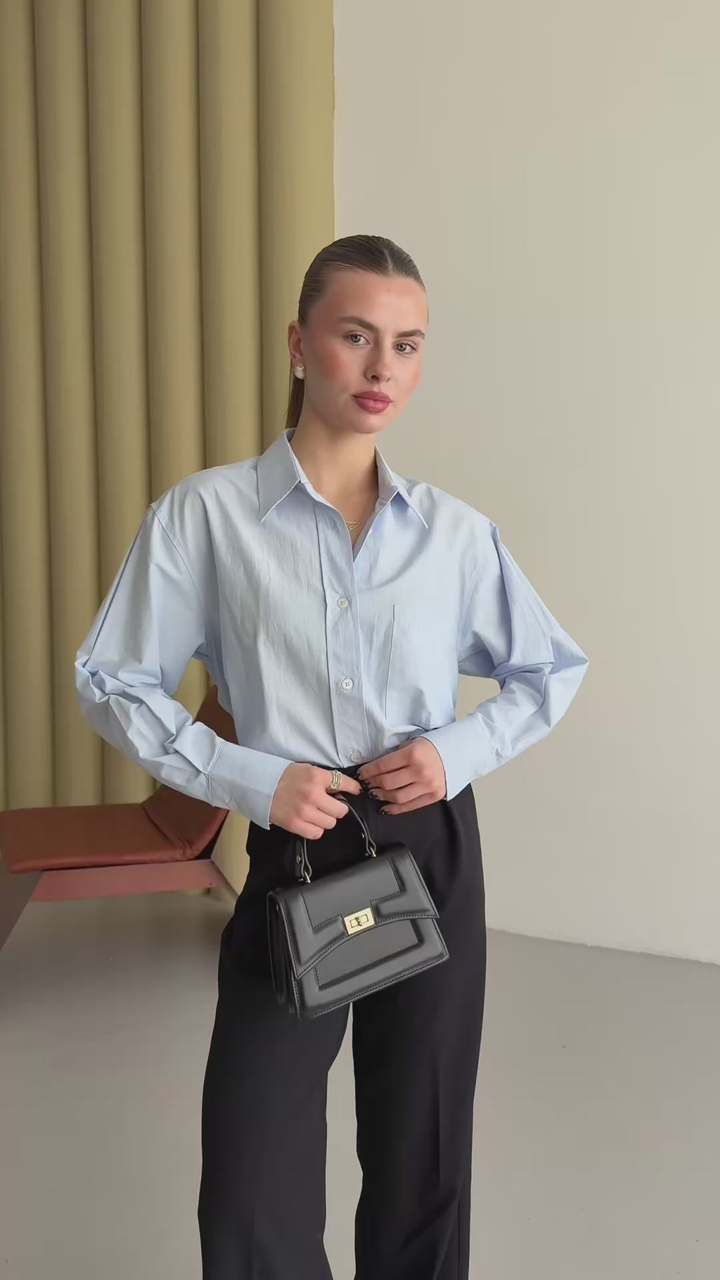 Siyah Yüksek Bel Bol Kesim Premium Palazzo Pantolon