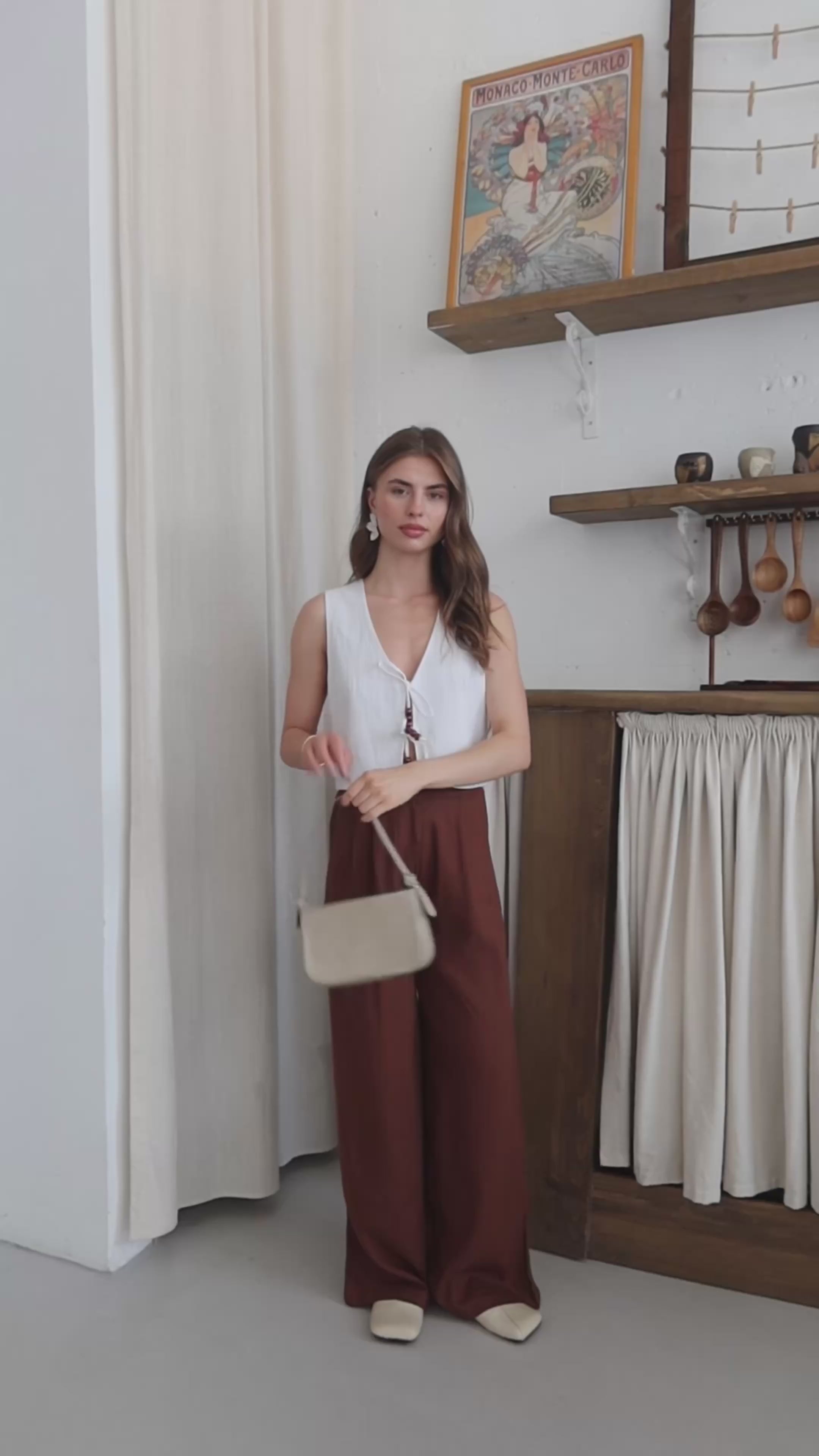 Terracotta %100 Organik Keten Yüksek Bel Pantolon