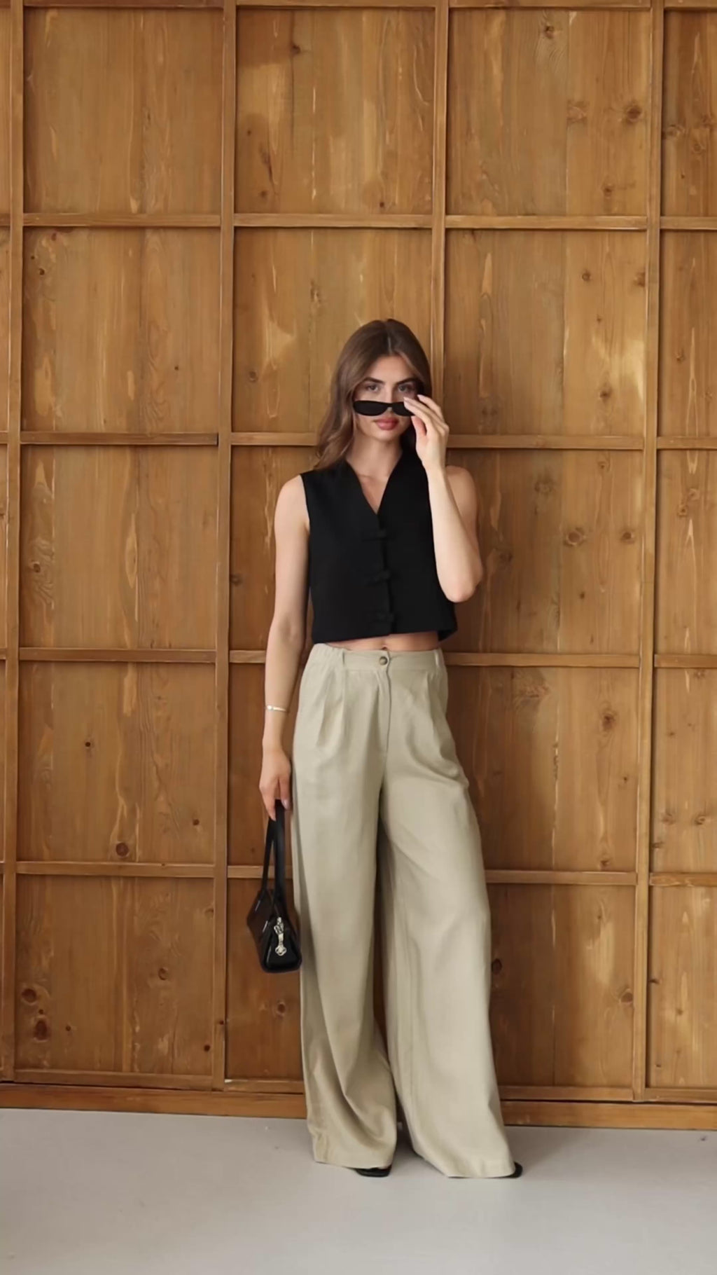 Light Bej %100 Organik Keten Yüksek Bel Pantolon