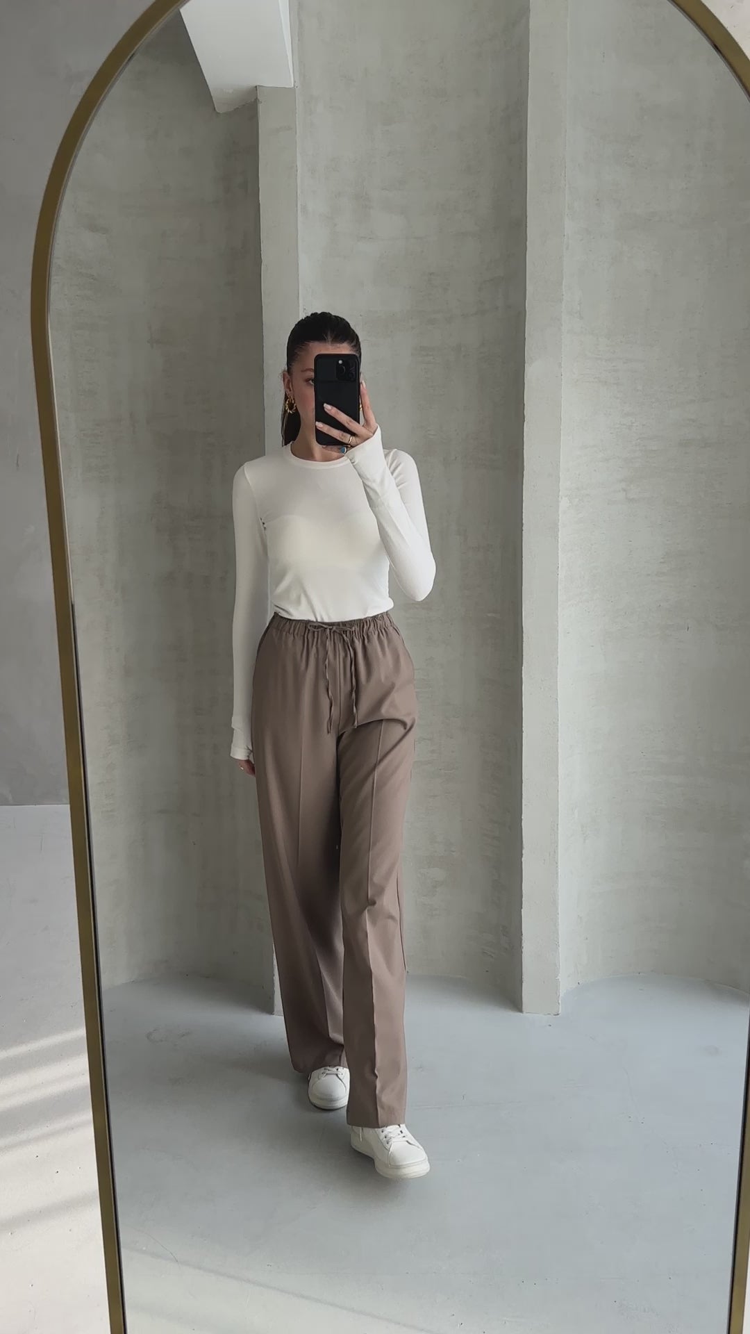 Bohem Vizon Yüksek Bel Bol Kesim Şık Pantolon