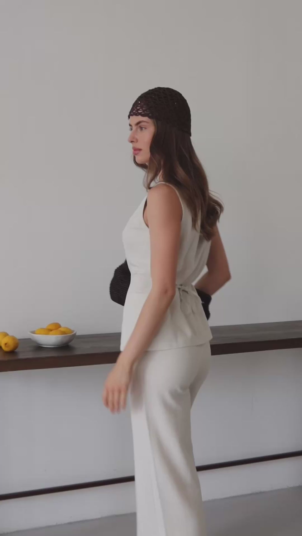 Bej Keten %100 Organik Keten Premium Yelek-Pantolon Takım