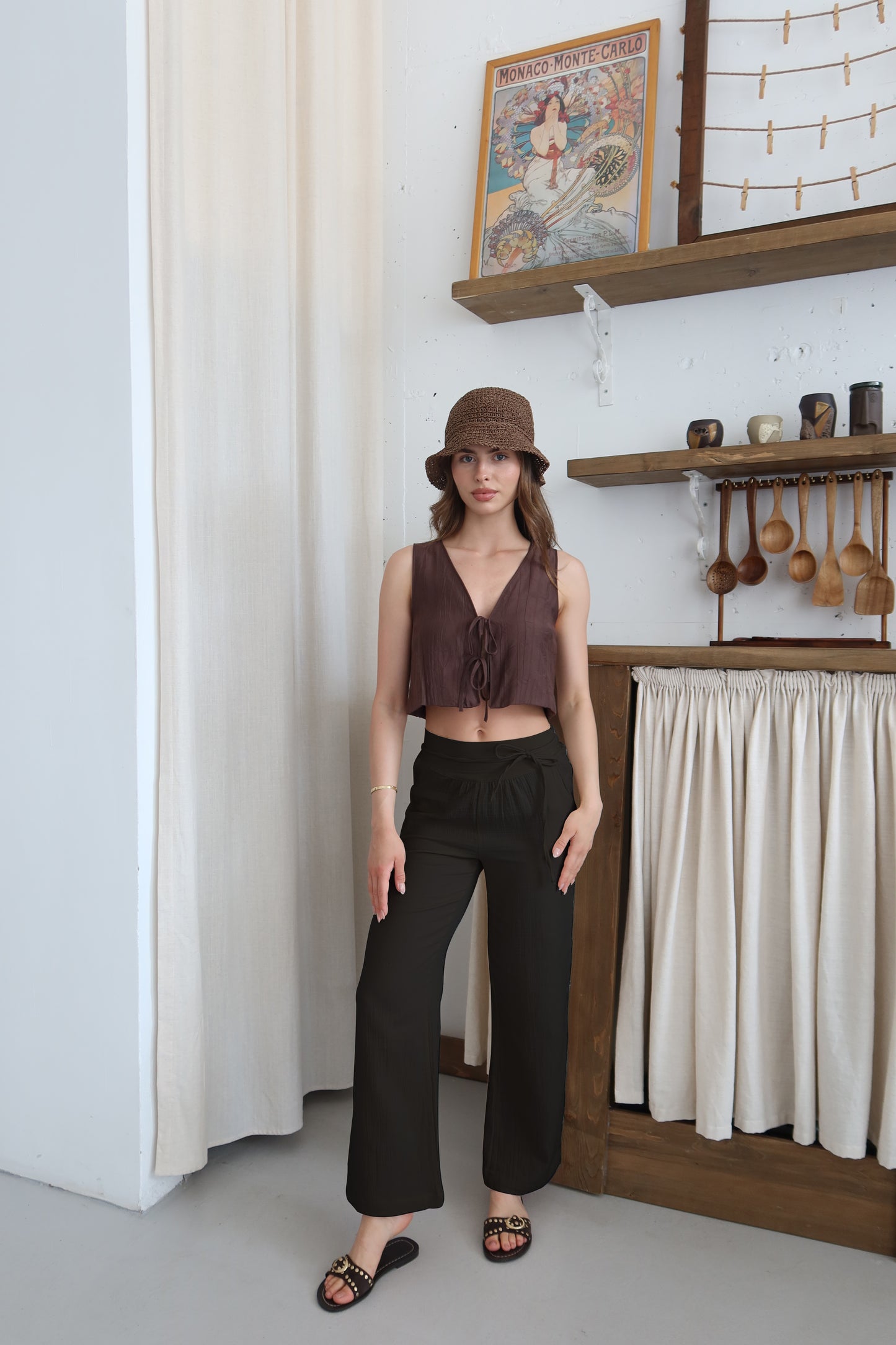 Siyah %100 Organik Pamuk Müslin Pantolon