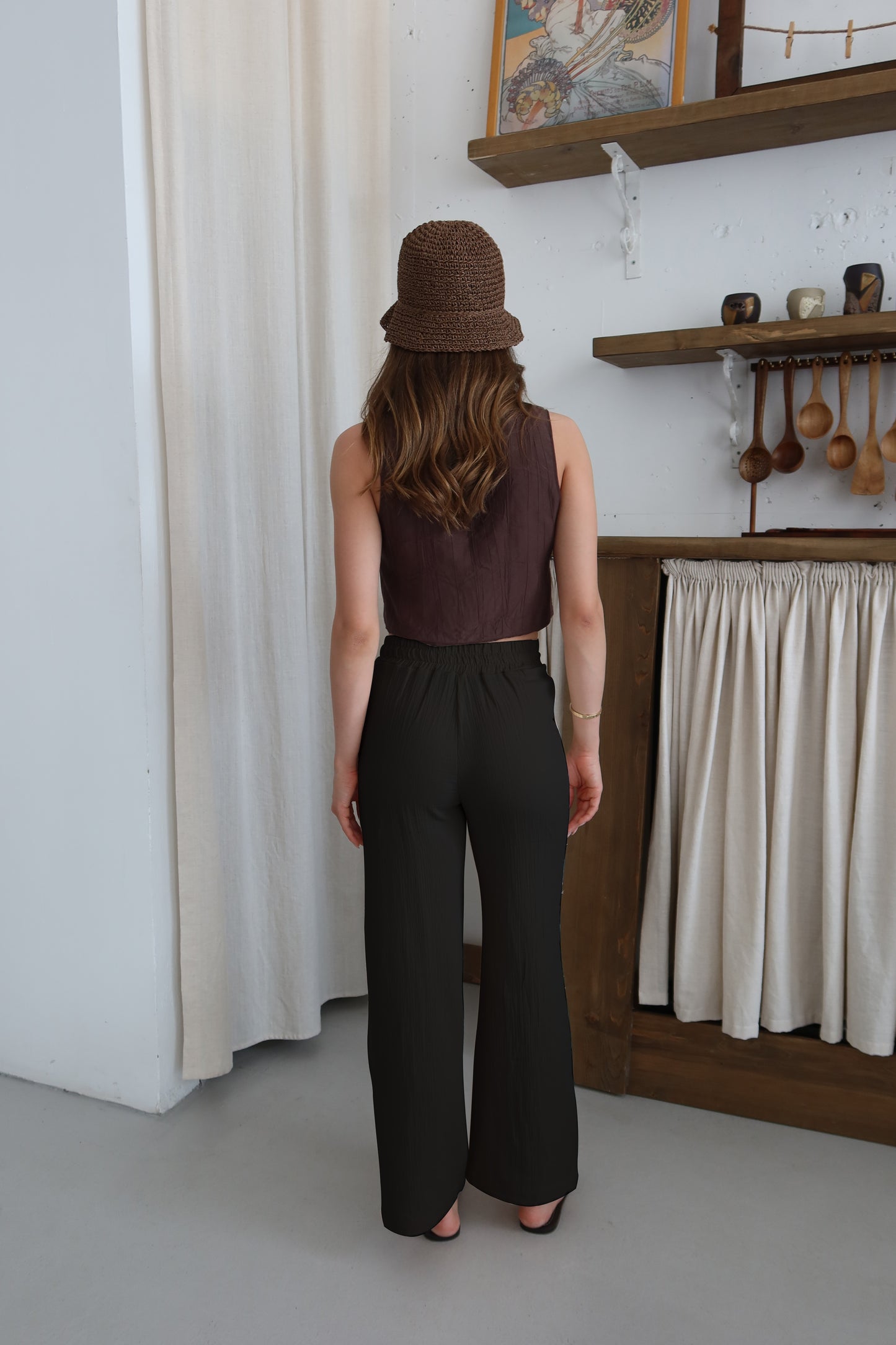 Siyah %100 Organik Pamuk Müslin Pantolon