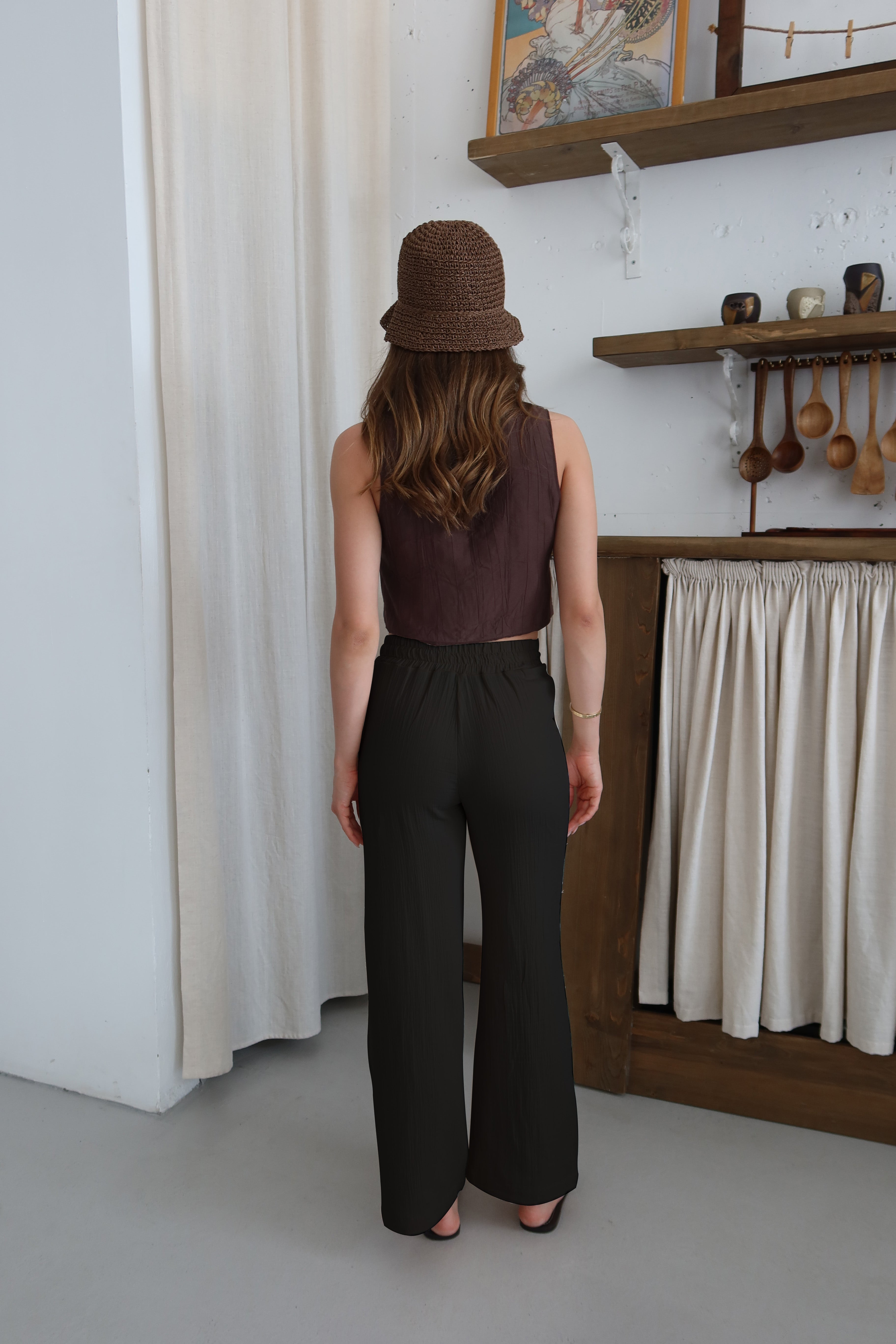 Siyah %100 Organik Pamuk Müslin Pantolon