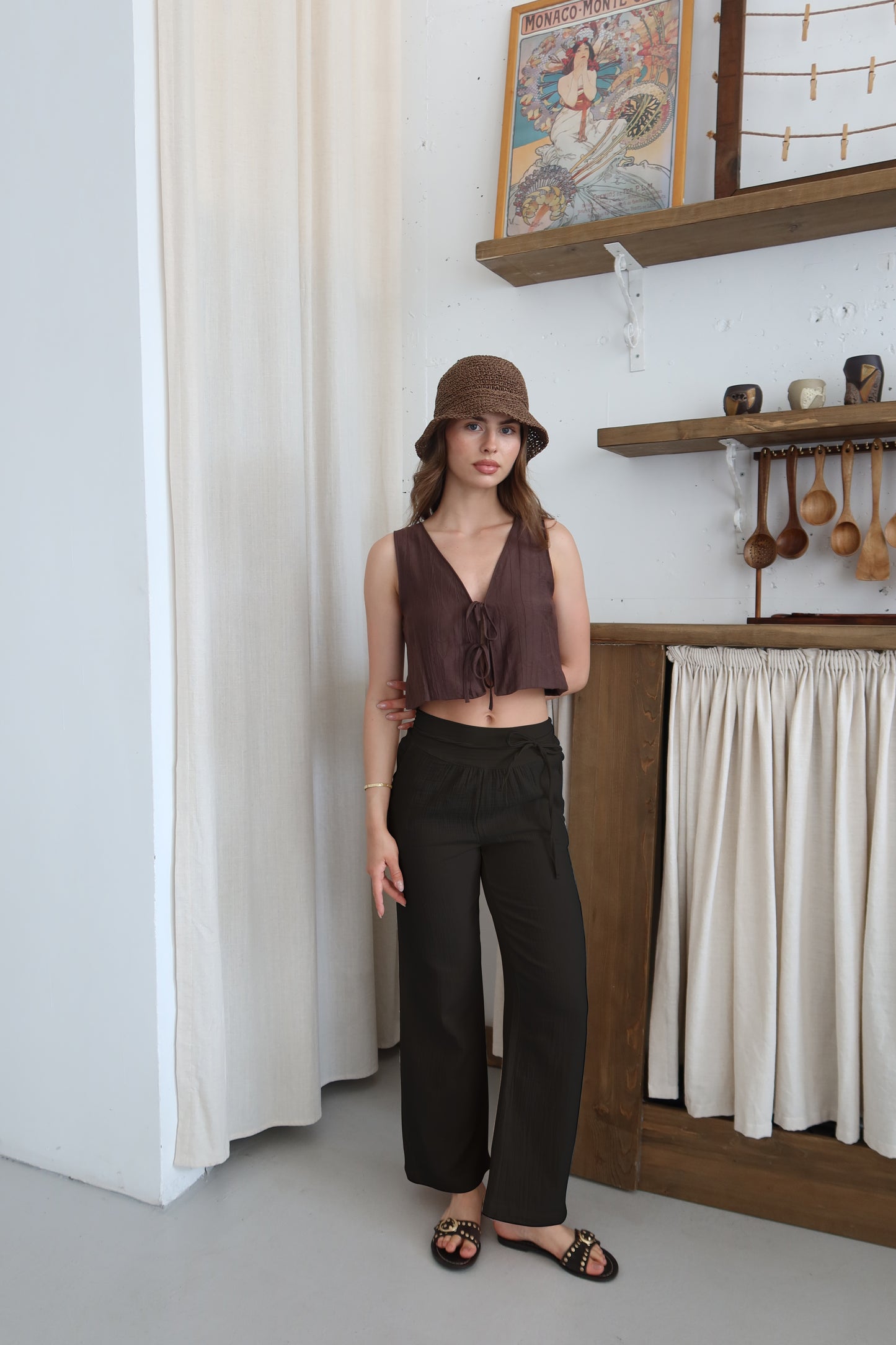 Siyah %100 Organik Pamuk Müslin Pantolon