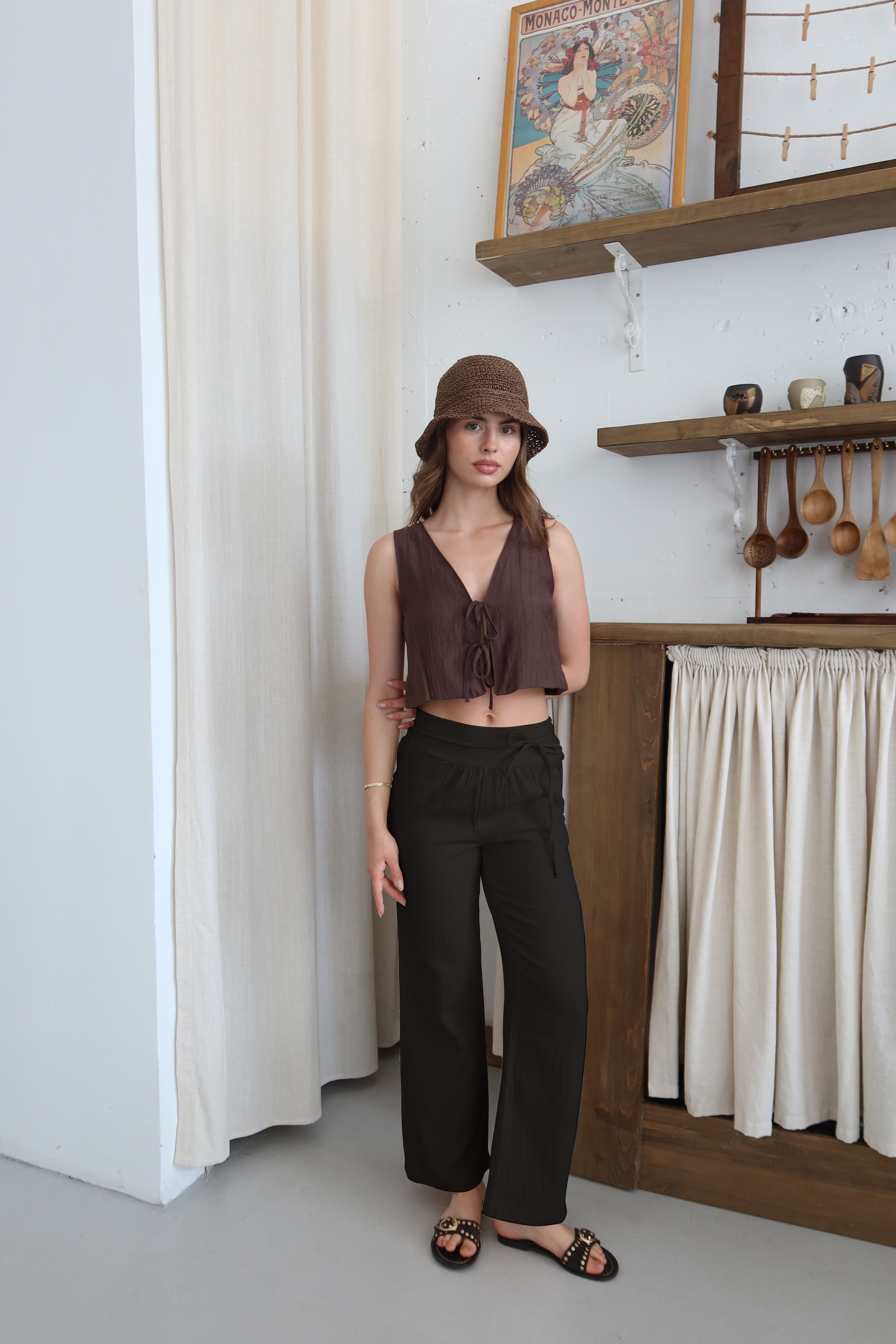 Siyah %100 Organik Pamuk Müslin Pantolon