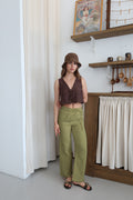 Çağla Yeşil %100 Organik Pamuk Müslin Pantolon